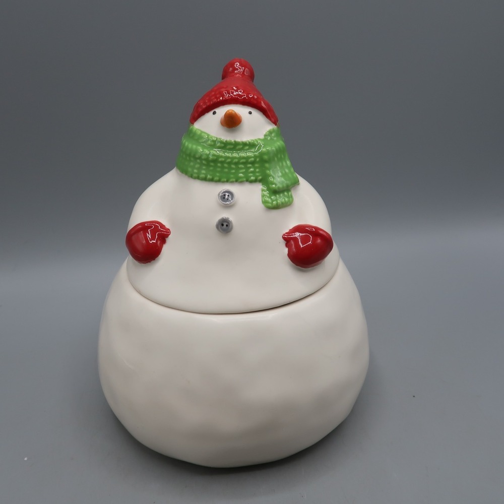 Vintage Ceramic Snowman Cookie Jar Candy Treat Canisters 7in Hallmark No Music